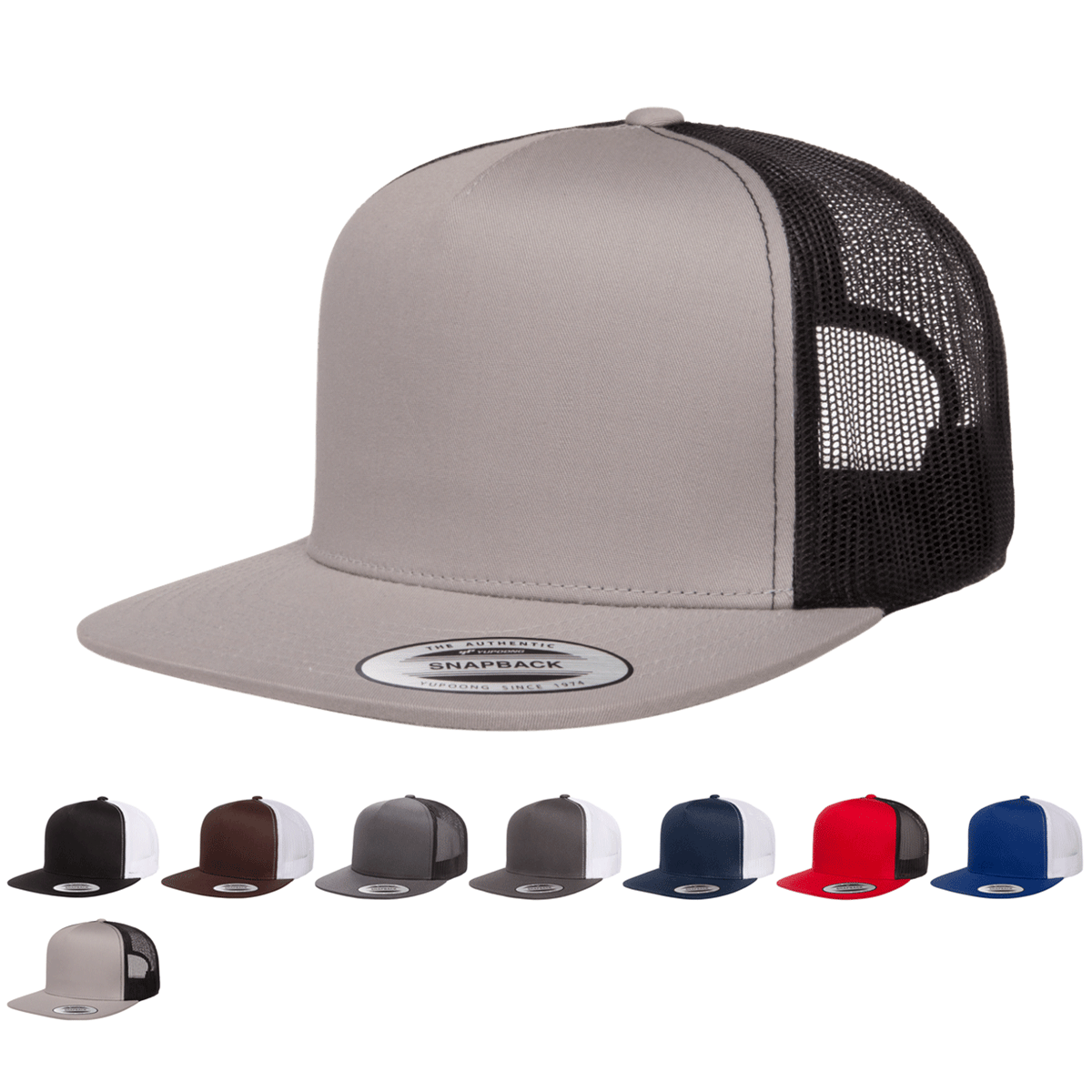 Yupoong 6006T Classic Trucker Snapback Hat Flat Bill 2 Tone Colors