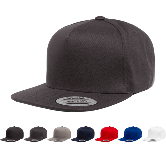 Yupoong 6007 5 Panel Cotton Twill Snapback Hat Flat Bill, YP Classics - Blank - Star Hats & Embroidery
