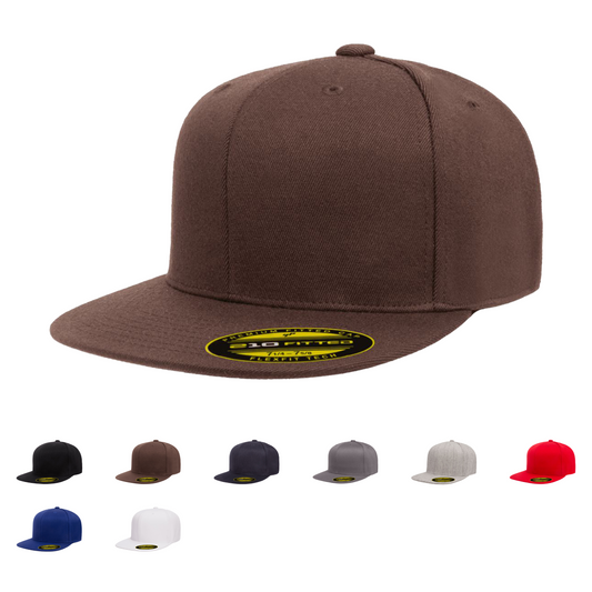 FlexFit 6210 - Flexfit 210® Premium Fitted Cap Flat Bill Hat, 6210FF - Blank - Star Hats & Embroidery