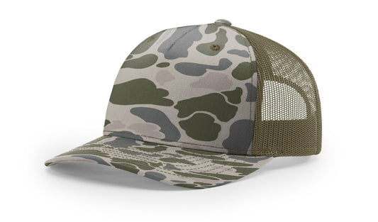 Custom Embroidered Richardson 112PFP Printed Five Panel Trucker - Duck Camo Colors - Star Hats & Embroidery