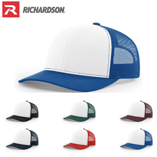 Richardson 112 Alternate Color Trucker Hats White Front - Star Hats & Embroidery