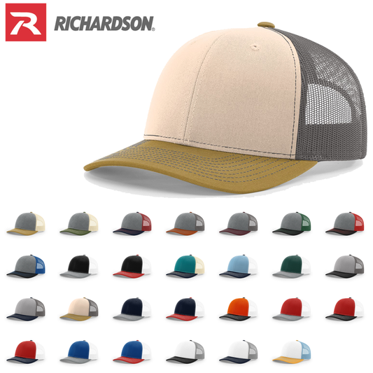 Richardson 112 Tri Color Trucker Hat Three Colors - Star Hats & Embroidery