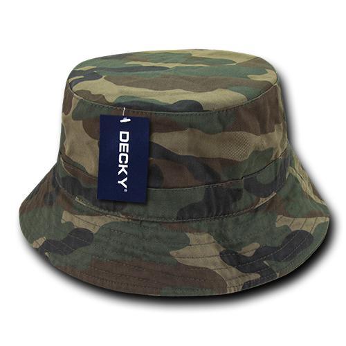 Wholesale Bulk Blank Polo Bucket Hats - Decky 961 - Woodland Camo