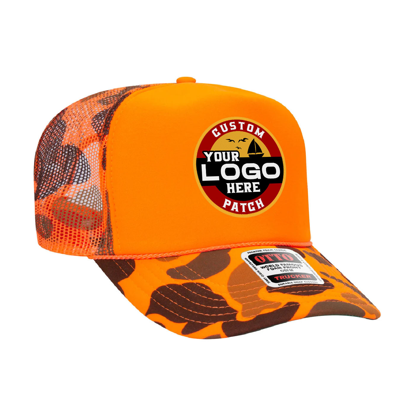 Custom Patch Otto 39-165 - 5 Panel High Crown Foam Trucker Hat Mesh Back Cap