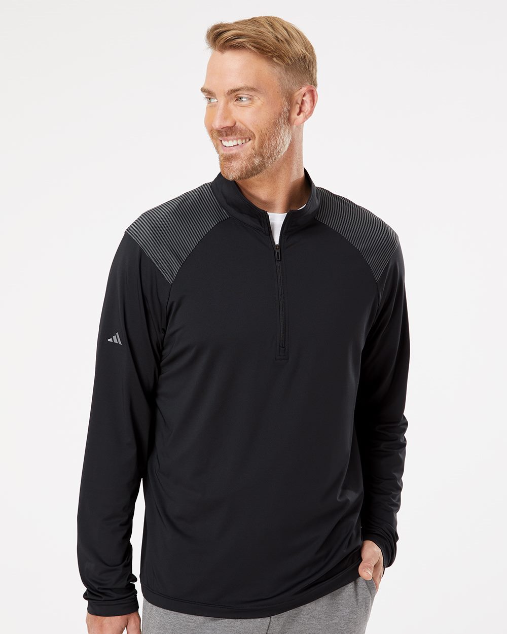 Adidas A520 Men's Ultimate365 Lightweight Shoulder Stripe Quarter-Zip Pullover