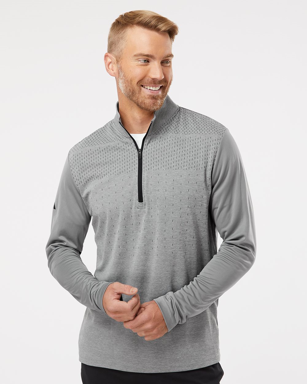 Adidas A522 Men's Ultimate365 Heather Block Print Quarter-Zip Pullover