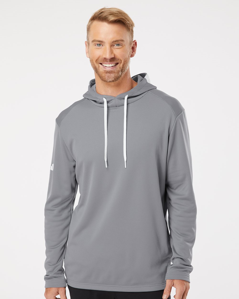 Adidas A530 Men's Textured Mixed Media Midweight Hooded Sweatshirt