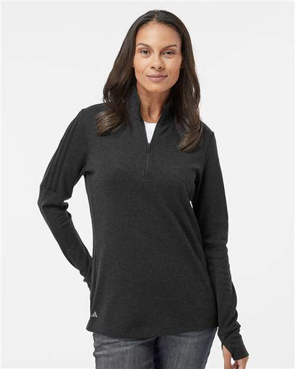 Adidas A555 Women's 3-Stripes Quarter-Zip Sweater Pullover
