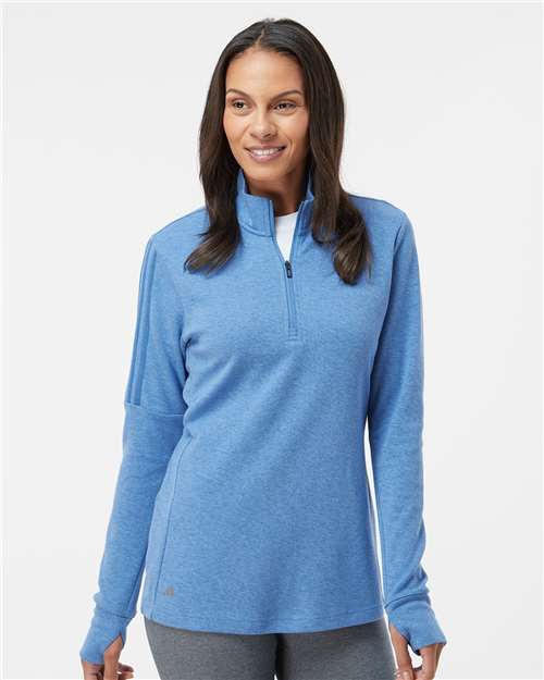 Adidas A555 Women's 3-Stripes Quarter-Zip Sweater Pullover