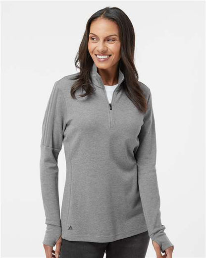 Adidas A555 Women's 3-Stripes Quarter-Zip Sweater Pullover