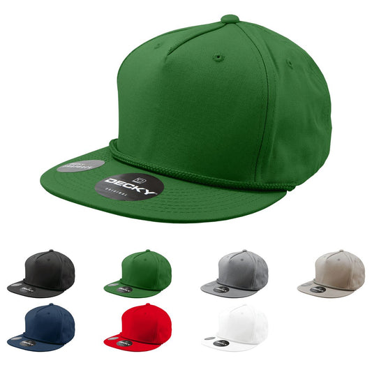 Decky 1041 5 Panel High Profile Structured Cotton Blend Snapback Hat - Blank - Star Hats & Embroidery
