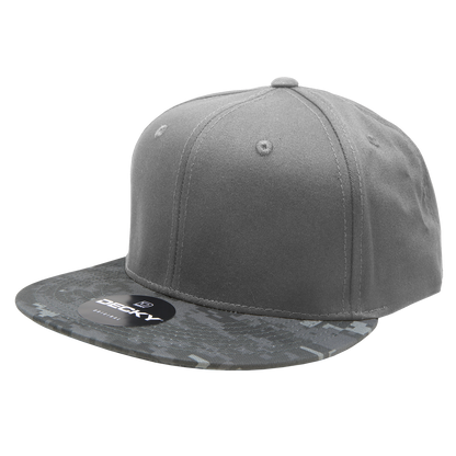 Decky 1047 Digital Camo Snapback Cap 6 Panel Camouflage Flat Bill Hat