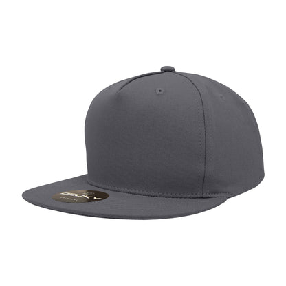 Decky 1064 5 Panel Flat Bill Hat Cotton Snapback - Blank