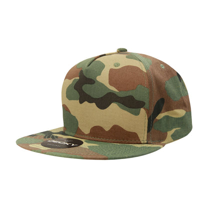 Decky 1064 5 Panel Flat Bill Hat Cotton Snapback - Blank