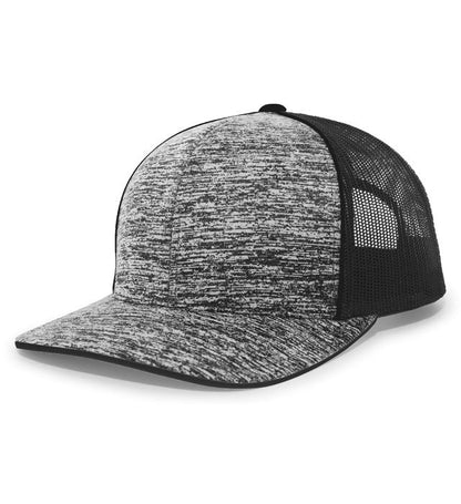 Custom Embroidered Pacific Headwear 106C Aggressive Heather Trucker Snapback Cap - Flat Embroidery