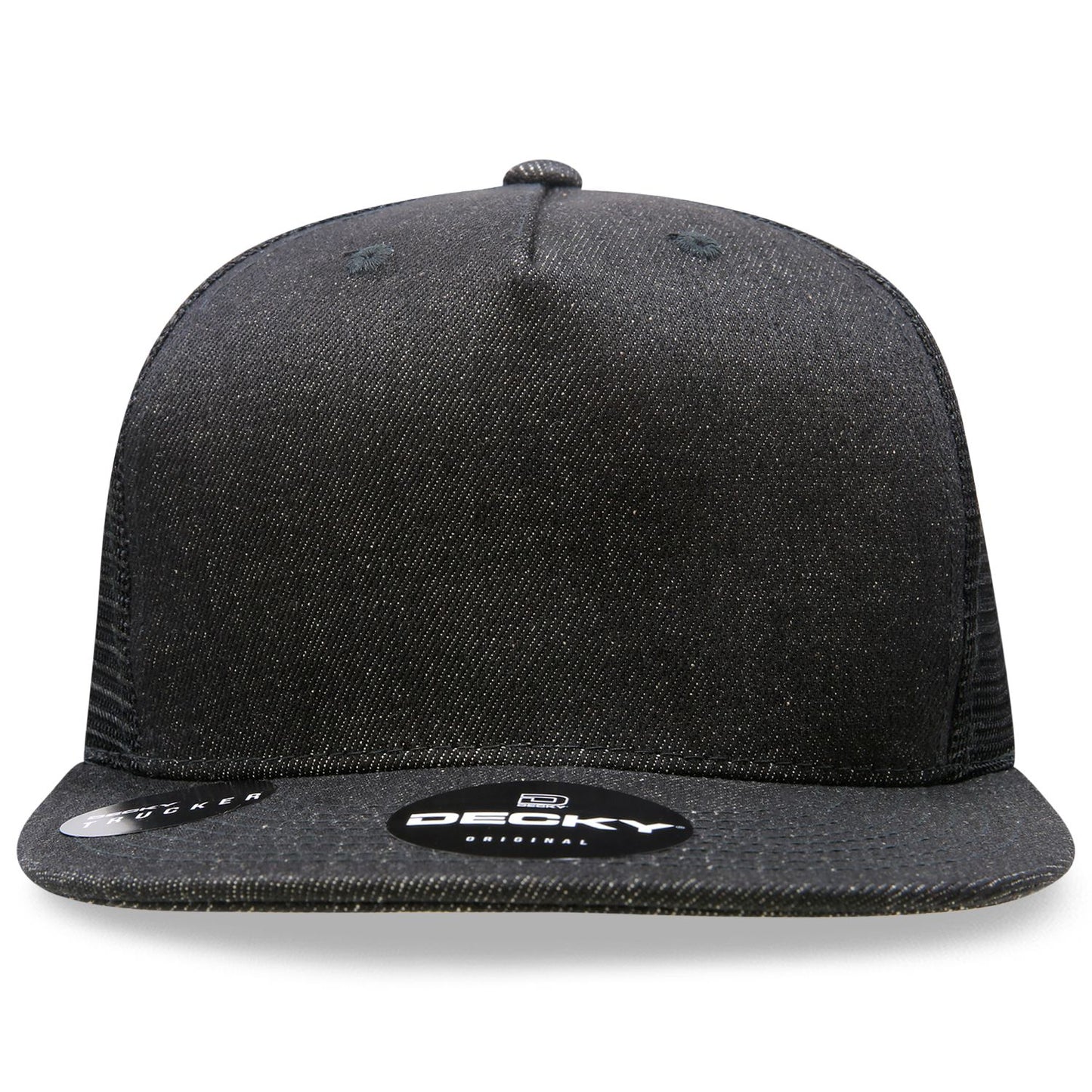 Decky 1082 5 Panel High Profile Structured Denim Trucker Hat - Blank