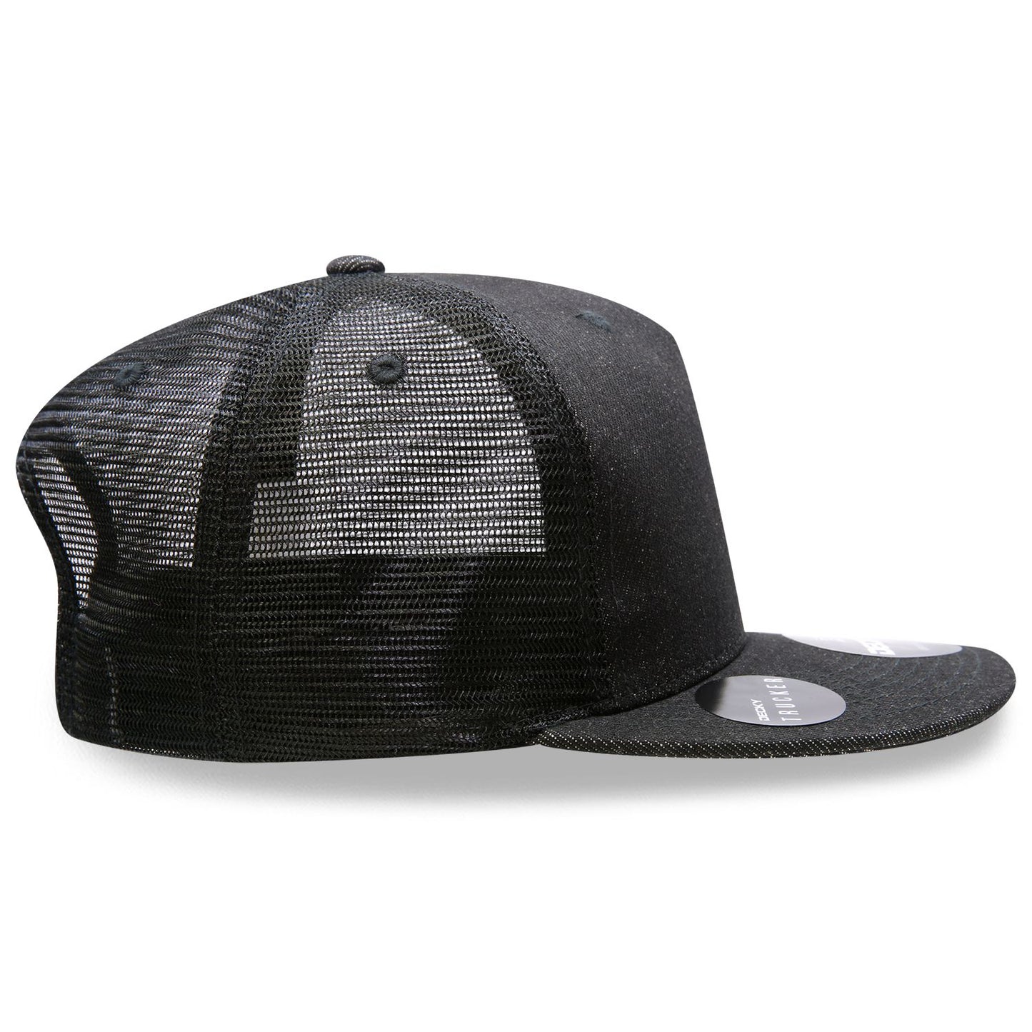 Decky 1082 5 Panel High Profile Structured Denim Trucker Hat - Blank