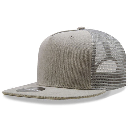 Decky 1082 5 Panel High Profile Structured Denim Trucker Hat - Blank