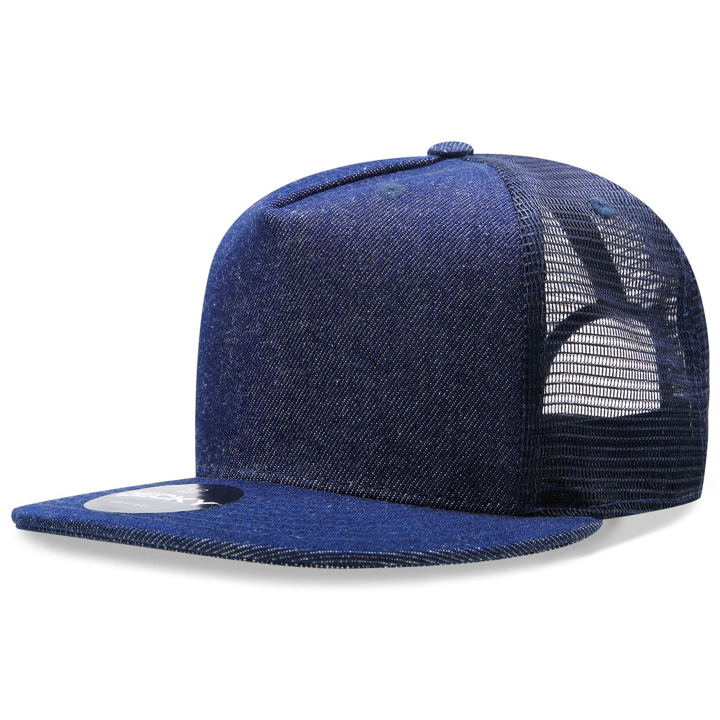 Decky 1082 5 Panel High Profile Structured Denim Trucker Hat - Blank