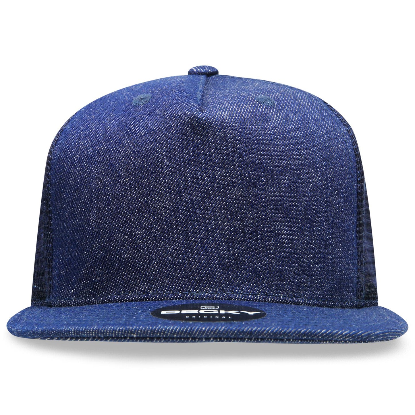 Decky 1082 5 Panel High Profile Structured Denim Trucker Hat - Blank