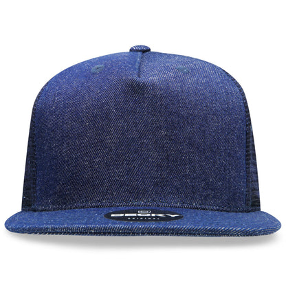 Decky 1082 5 Panel High Profile Structured Denim Trucker Hat - Blank