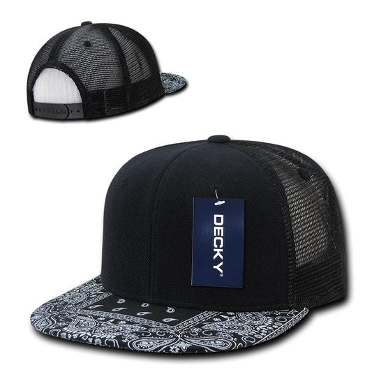 Decky 1083 6 Panel High Profile Structured Bandanna Bill Trucker - Blank