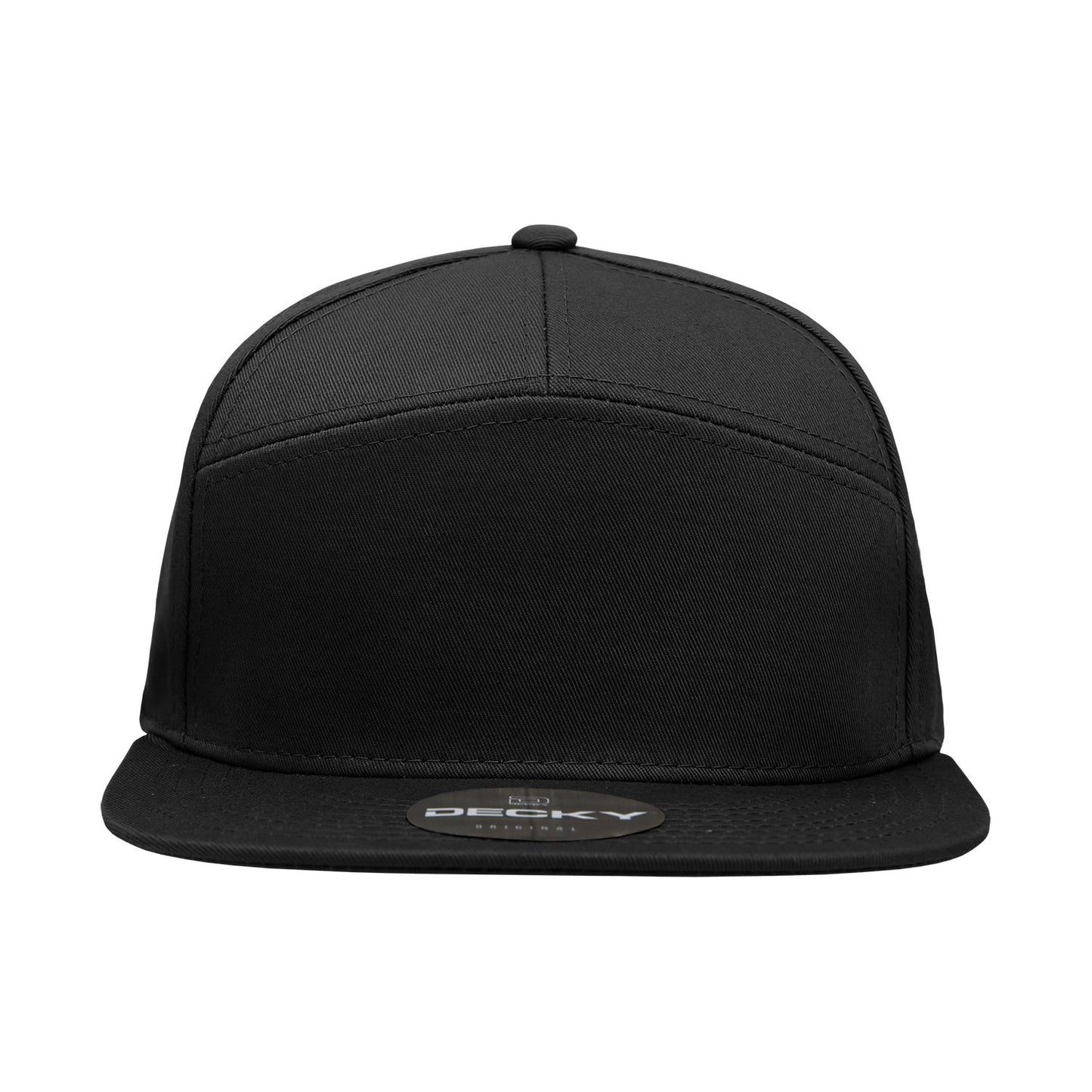 Decky 1098 7 Panel Flat Bill Hat Snapback, 7 Panel High Profile Structured Cap - Blank