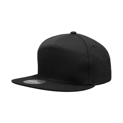 Decky 1098 7 Panel Flat Bill Hat Snapback, 7 Panel High Profile Structured Cap - Blank