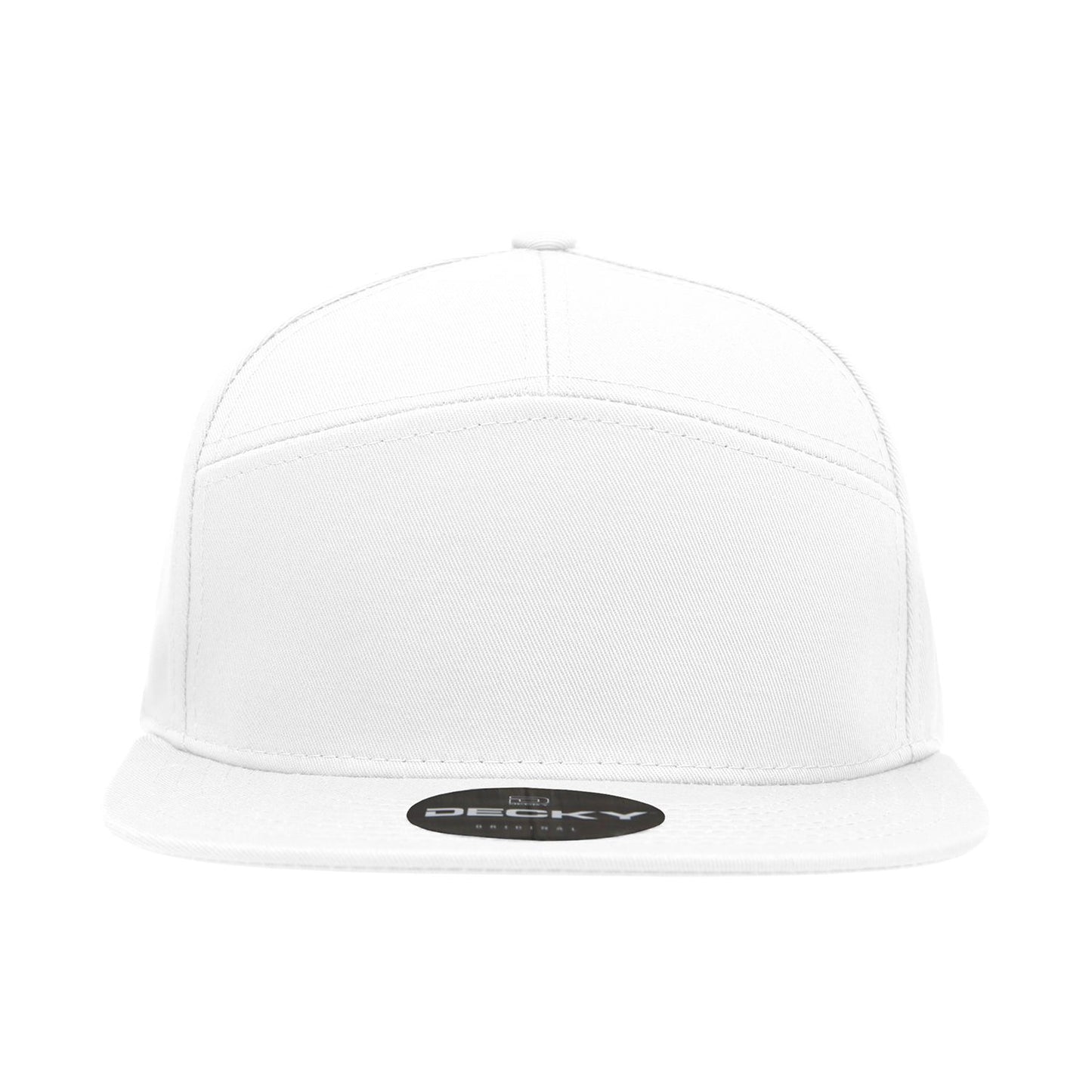 Decky 1098 7 Panel Flat Bill Hat Snapback, 7 Panel High Profile Structured Cap - Blank