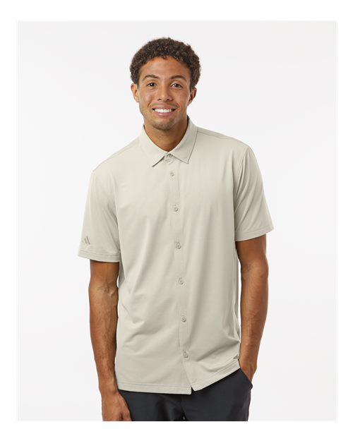 Adidas A595 Men's Full Button Down Short Sleeve Shirt