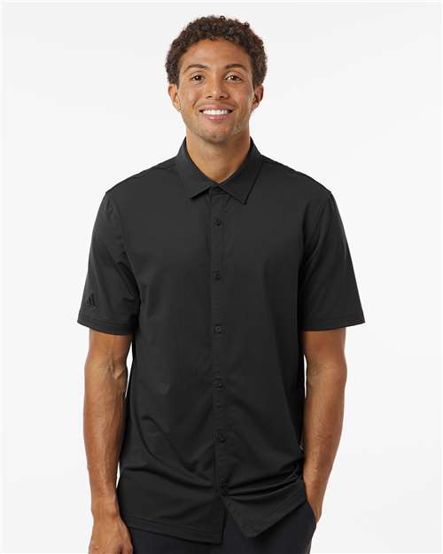 Adidas A595 Men's Full Button Down Short Sleeve Shirt