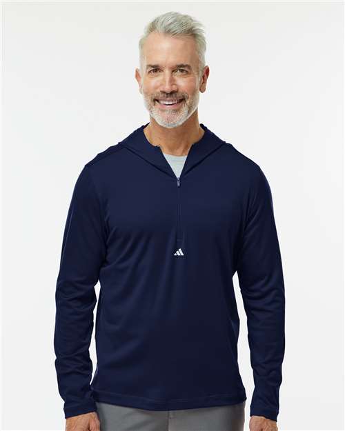 Adidas A596 Men's Lightweight Quarter-Zip Hooded Pullover