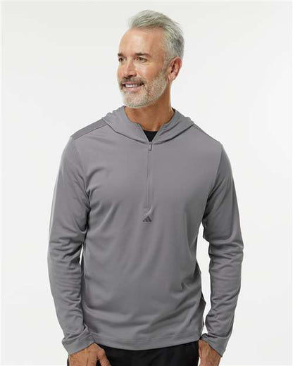 Adidas A596 Men's Lightweight Quarter-Zip Hooded Pullover