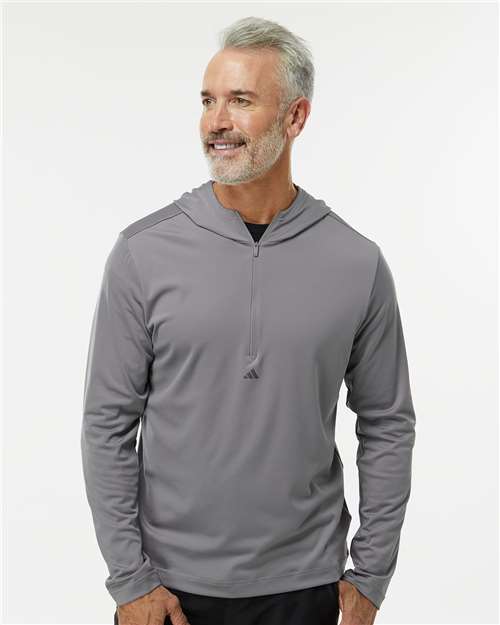 Adidas A596 Men's Lightweight Quarter-Zip Hooded Pullover