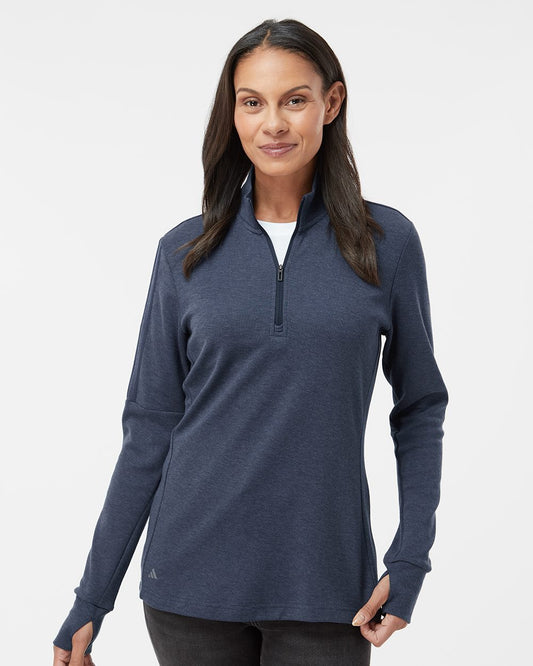 Adidas A555 Women's 3-Stripes Quarter-Zip Sweater Pullover