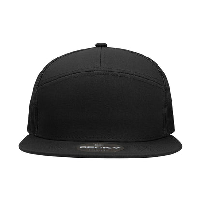 Decky 1133 7 Panel Trucker Hat Flat Bill Snapback - Blank