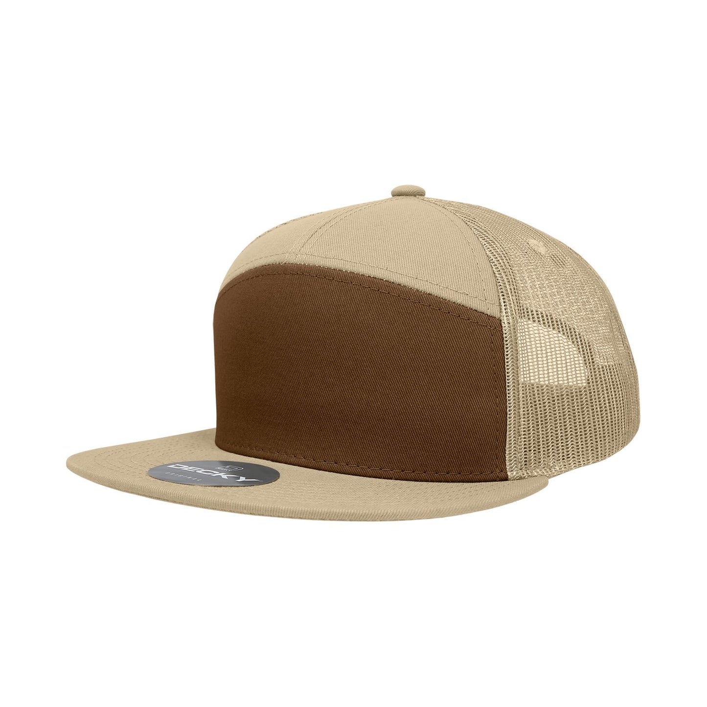 Decky 1133 7 Panel Trucker Hat Flat Bill Snapback - Blank