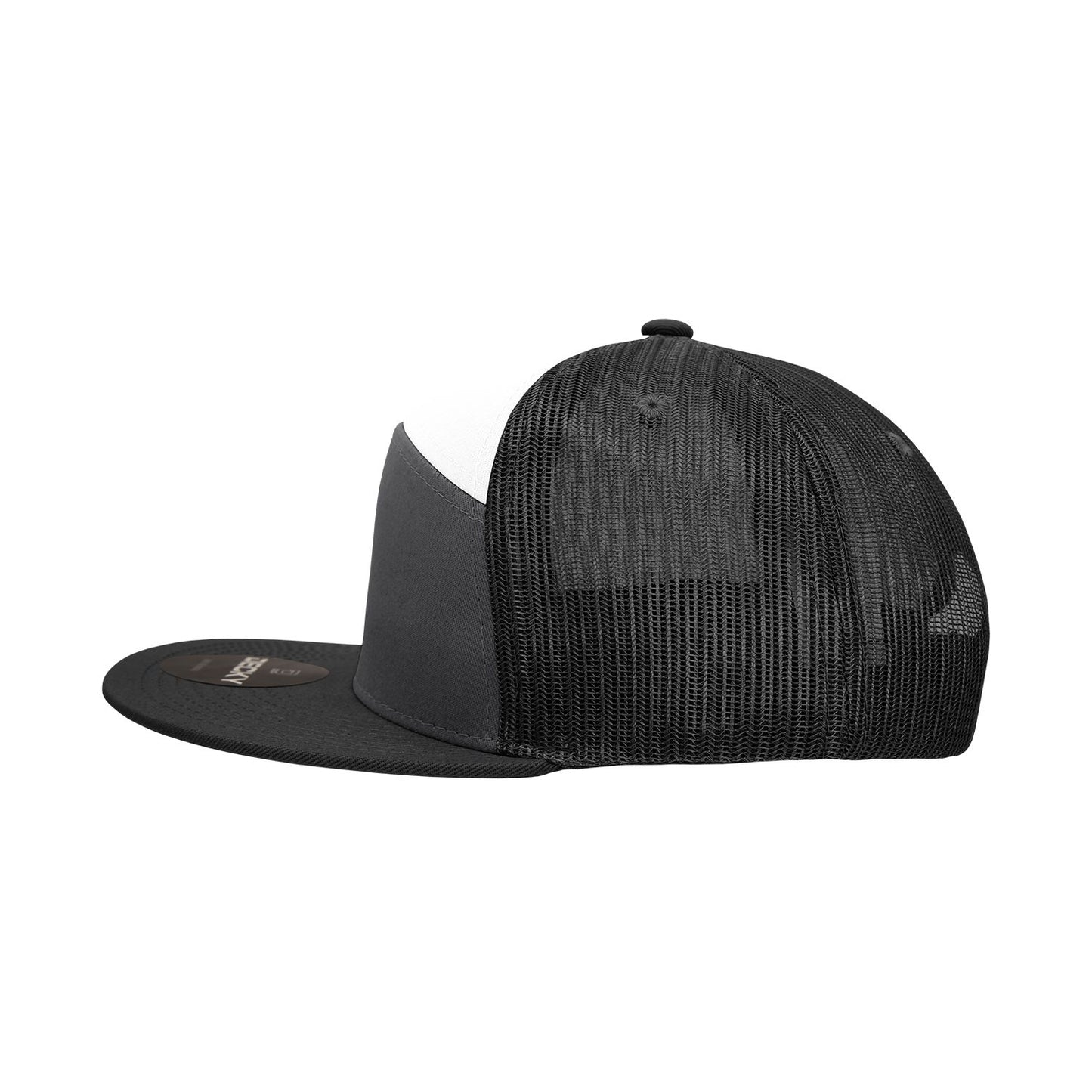 Decky 1133 7 Panel Trucker Hat Flat Bill Snapback - Blank