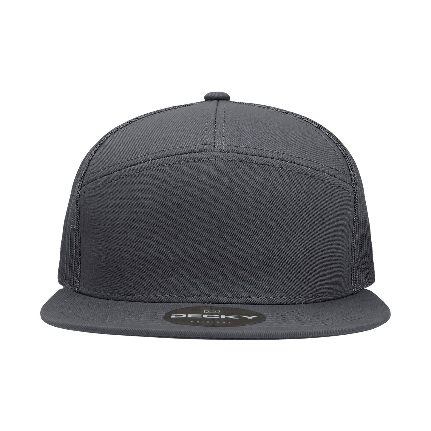 Decky 1133 7 Panel Trucker Hat Flat Bill Snapback - Blank