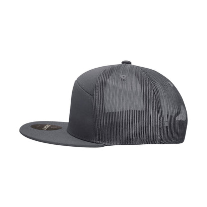 Decky 1133 7 Panel Trucker Hat Flat Bill Snapback - Blank