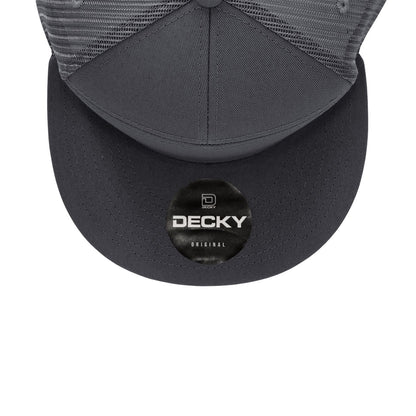 Decky 1133 7 Panel Trucker Hat Flat Bill Snapback - Blank