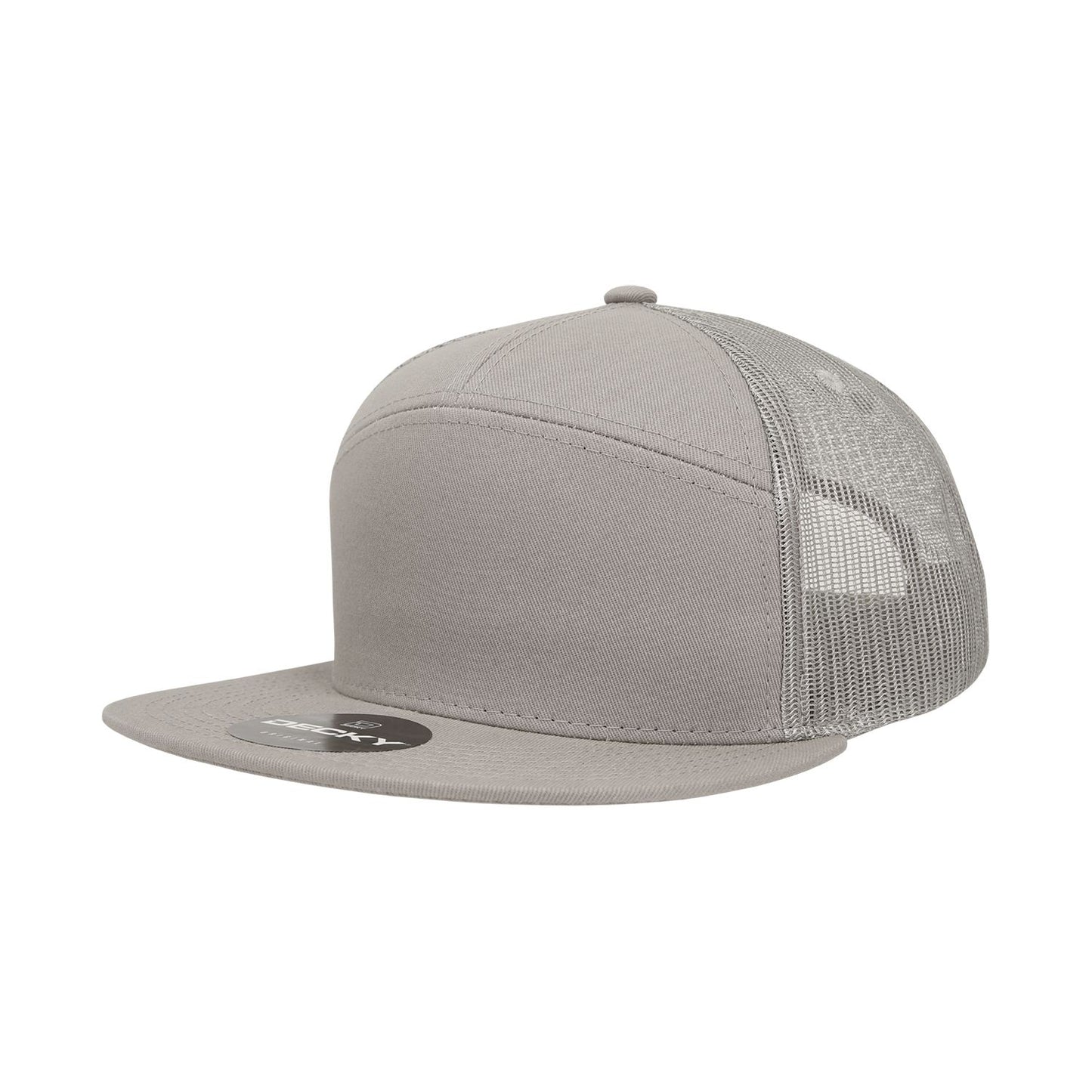 Decky 1133 7 Panel Trucker Hat Flat Bill Snapback - Blank