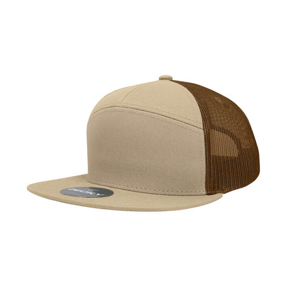 Decky 1133 7 Panel Trucker Hat Flat Bill Snapback - Blank