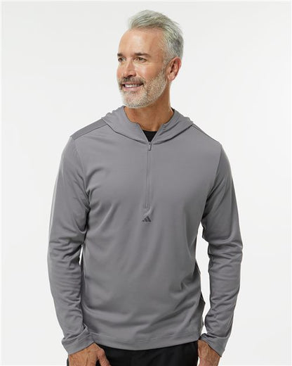 Adidas A596 Men's Lightweight Quarter-Zip Hooded Pullover