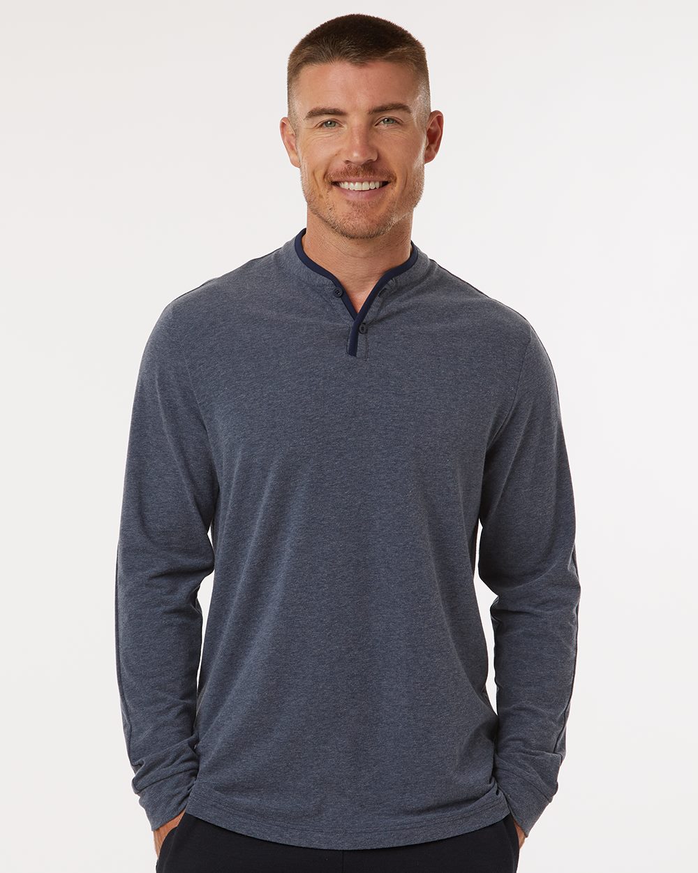 Adidas A597 Men's Henley Long Sleeve T-Shirt