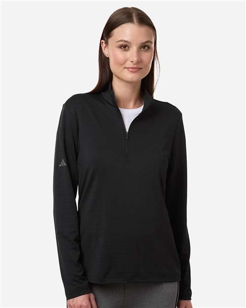 Adidas A709 Women's Textured Stripe Quarter-Zip Pullover