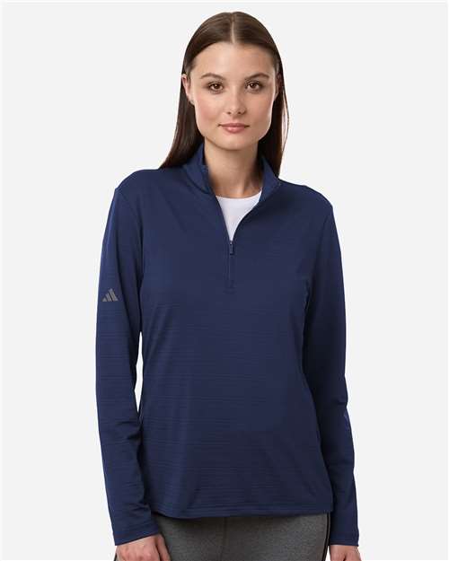 Adidas A709 Women's Textured Stripe Quarter-Zip Pullover