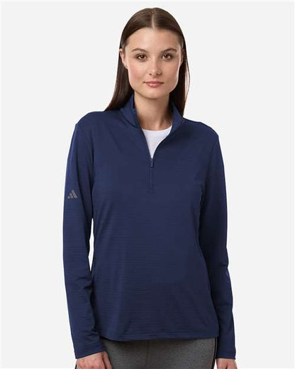 Adidas A709 Women's Textured Stripe Quarter-Zip Pullover