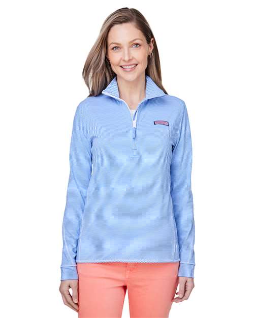 vineyard vines K002521 Women's Microstripe Sankaty Half-Zip Pullover