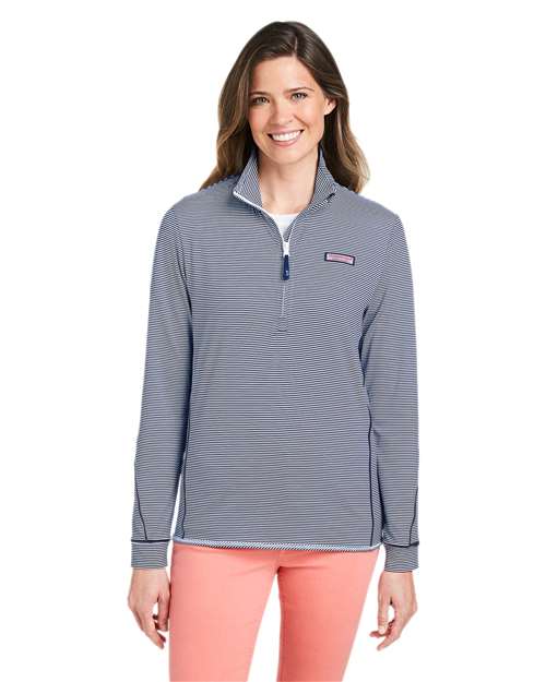 vineyard vines K002521 Women's Microstripe Sankaty Half-Zip Pullover